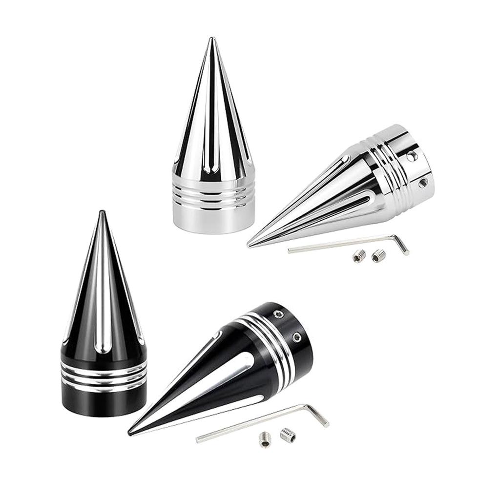 1 Paar Motorrad-Vorderachsmutternabdeckungen für Road King Fat Boy Dyna, Ersatz 3,6 Zoll, links und rechts, Spike-Vorderachskappen