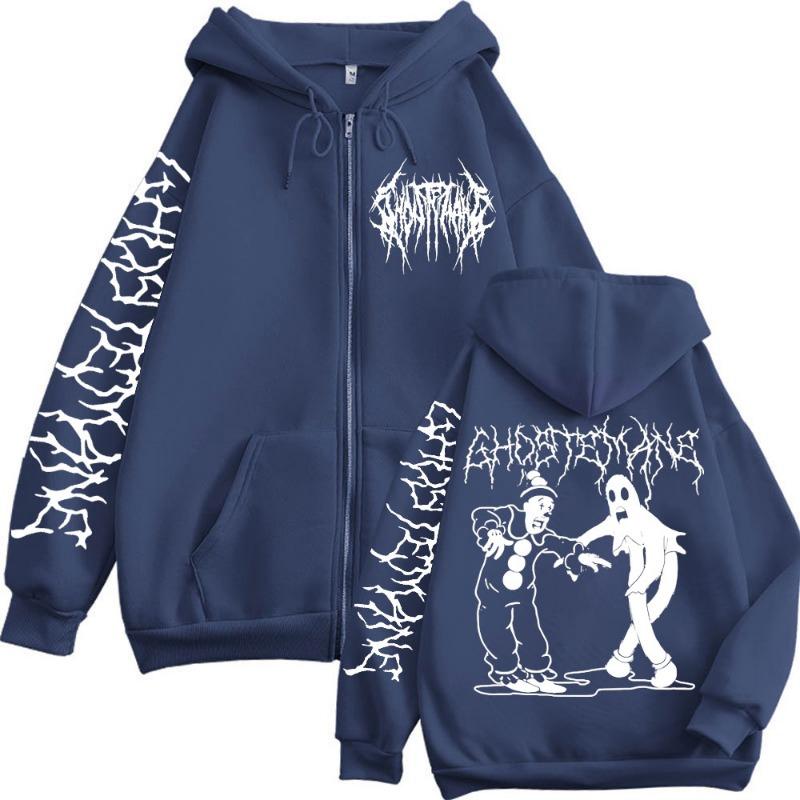 Felpe con cappuccio e zip con stampa Ghostemane Felpe con cappuccio e zip Metal Rock Pop Moda Gotica Pullover Vintage da uomo e da donna