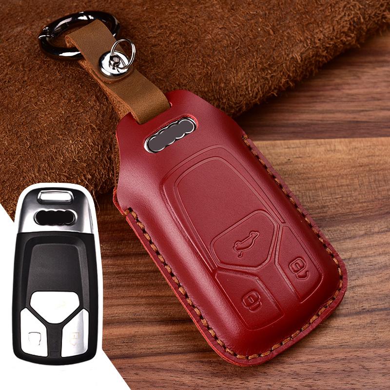 

Чехол для автомобильного ключа из натуральной кожи для A4 A4L A5 Q5 Q7 TT 2016 2017 брелок 2016 2017 2018 аксессуары для укладки кольцо красный