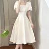 Abito longuette da donna A Line Streetwear Tinta unita Flowy Summer Ladies Abito medio lungo da indossare ogni giorno