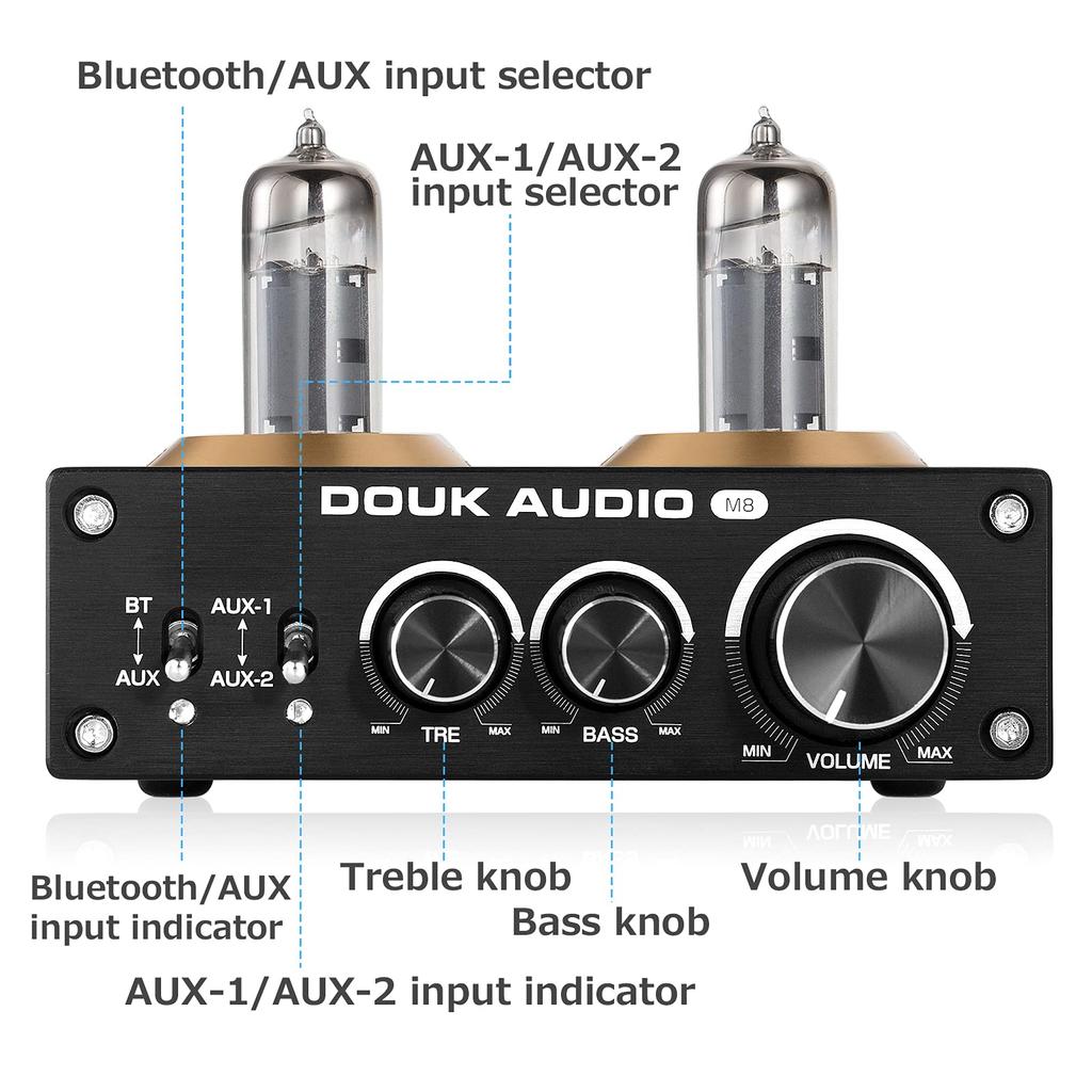 DOUK AUDIO M8 6K4 QCC3003 HiFi Bluetooth Vacuum Tube Desktop Stereo Power Amplifier 50W X 2 5.0 High-Fi