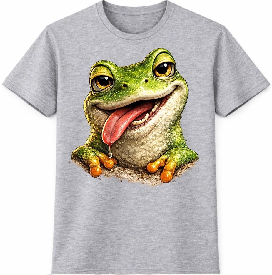 Funny Frog T Shirt Smiling Animal Graphic Tee Casual Everyday Fun Top