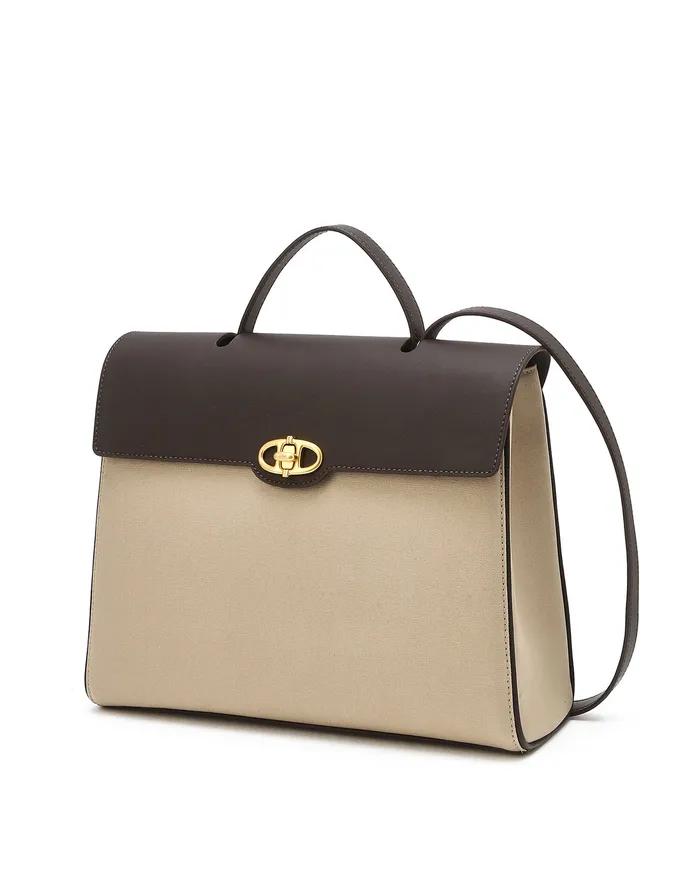 [MAISON] Beige Canvas Shoulder Bag AABA5E312I3