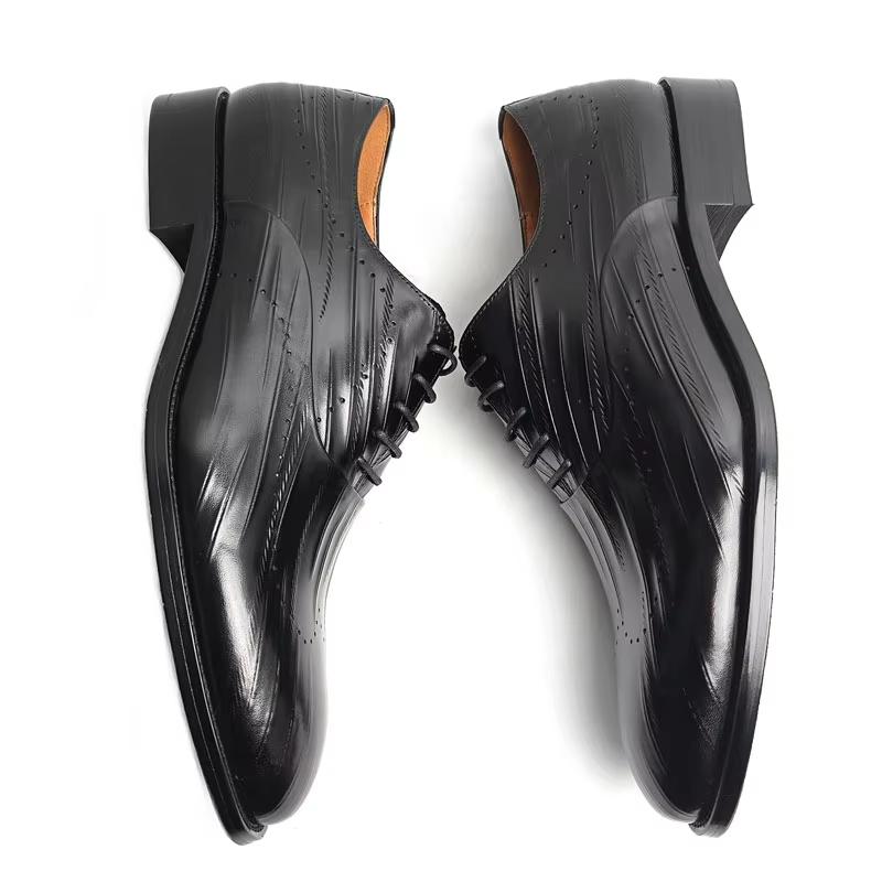 Fashion High-end Genuine Leather Dress Shoes Men's Black Oxford Shoes Anti-Slippery Lace-Up Soft Feature for Autumn and Winter Parties