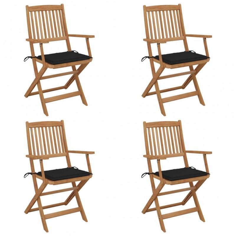 Day and Night - Day and Night Folding Garden Chairs 4 Units and Cushions Solid Acacia Wood