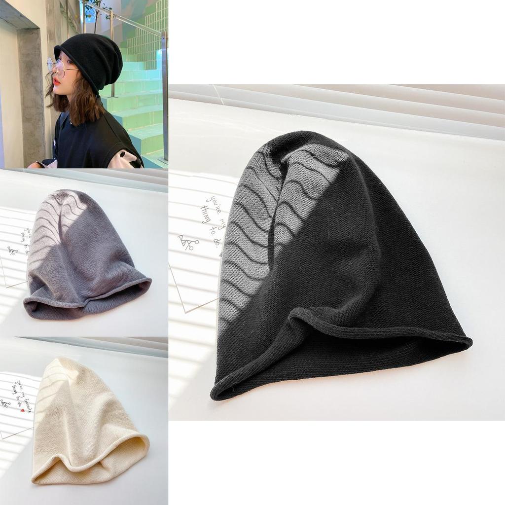 Soft Knit Cotton-polyester Beanie For Women Warm Winter Hat In Stylish Black