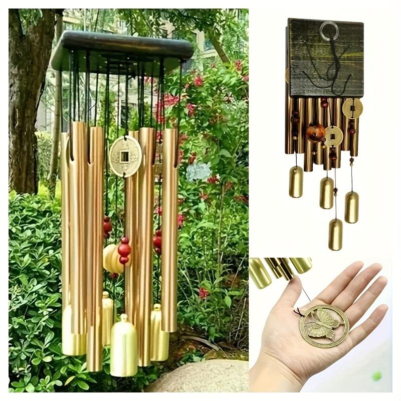 Large Copper Bell Wind Chimes - Antique Style, Aluminum Alloy Tubes for Outdoor Garden & Home Decor, Door Hanging Yard Art