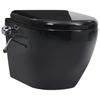 Wall Mounted Toilet without Rim Flush and with Bidet Function Ceramic Black