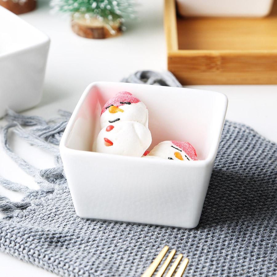 MUZITY Keramik Dessertteller Quadratische Form Obstteller Mit Bambus- und Holztablett Porzellan Kuchen- oder Süßigkeitenteller