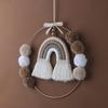 Nordic Macrame Rainbow Wall Decor for Bedroom Nursery Baby Kids Room Round Metal Tapestry Rope Woven Tassel Wall Hanging