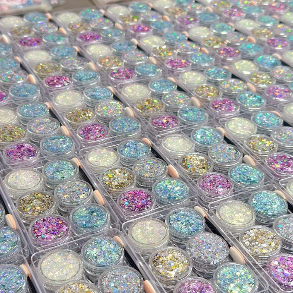 6Pcs/Set Sparkly Colorful Body Nail Glitter Gel Eyeshadow Sequin  Face Body Decorations