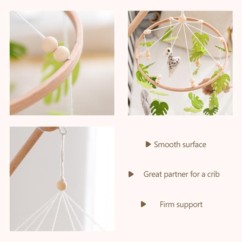 Baby Crib Mobile Rattle Toy For 0-12 Months Cartoon Felt Forest Animal Bed Bell Hanging Wooden Bracket Mobile Newbaby Rattle Toy