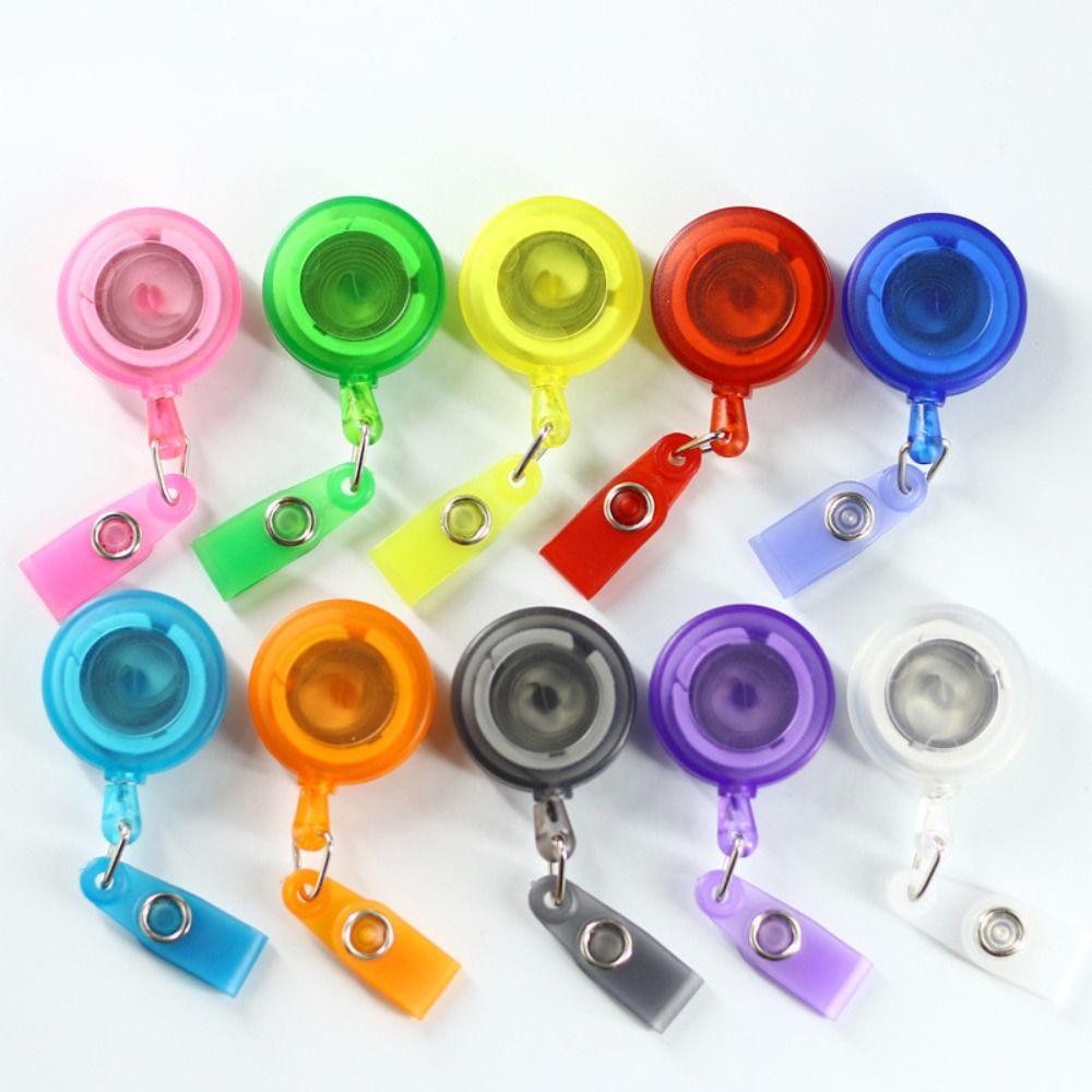 

Belt Clip ID Card Holder Key Ring Easy-to-pull Buckle Retractable Badge Reel Office Suppliers синій