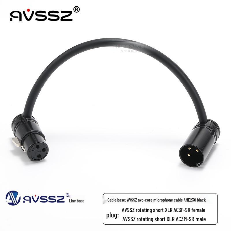 AVSSZ FX3 Gold-Plated XLR L-Shaped Microphone Cable, Short Male to Female Audio Connector