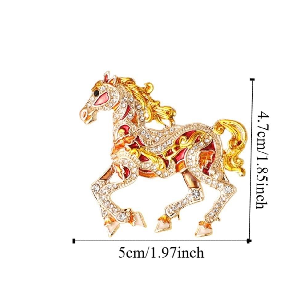 Metal Enamel Horse Brooch Pin Sparkling Mascot Horse Lapel Pin Zodiac Horse Brooch Good Luck