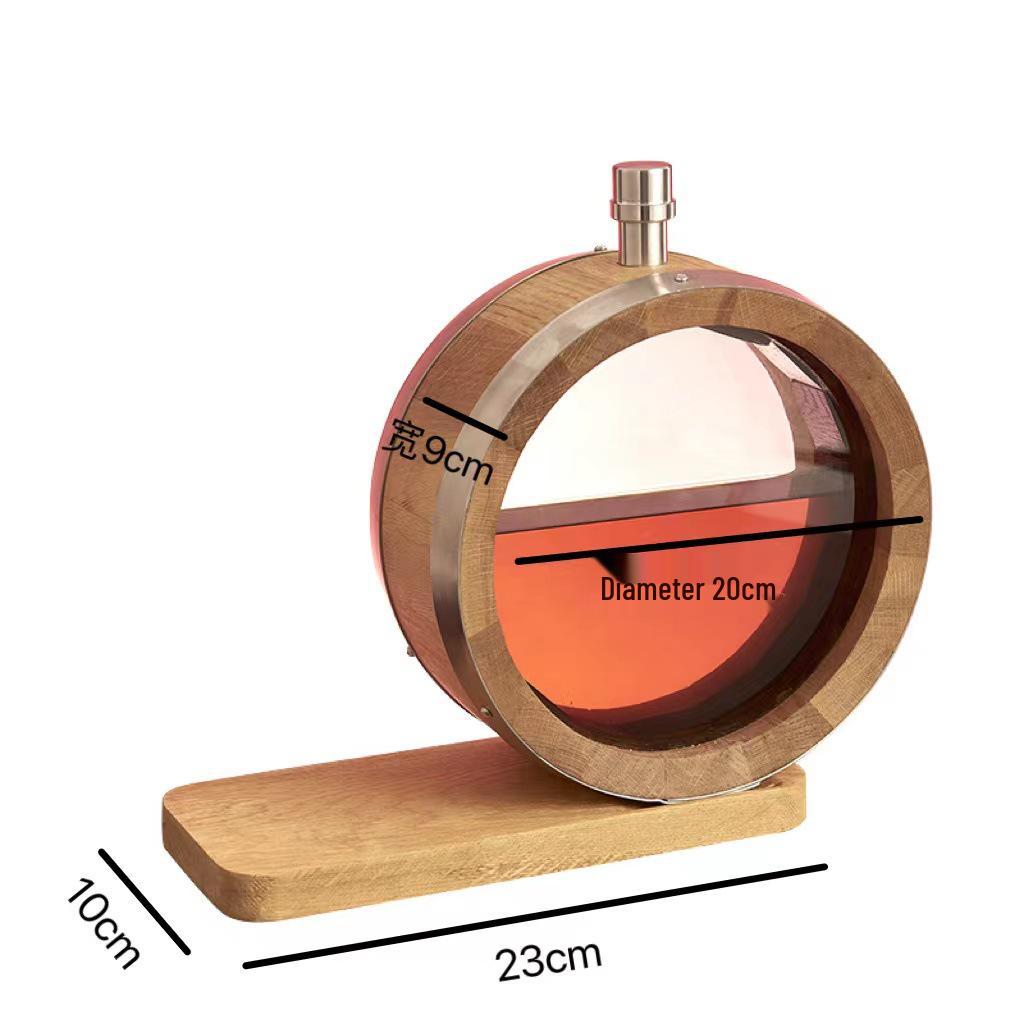 

750ml O-shaped Oak Wine Barrel: Decorative Solid Wood for Spirits & Home Bar.