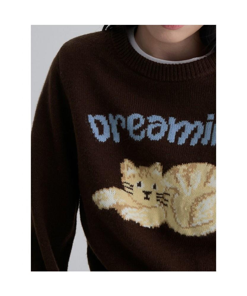 8SECONDS Cat Jacquard Pullover Brown