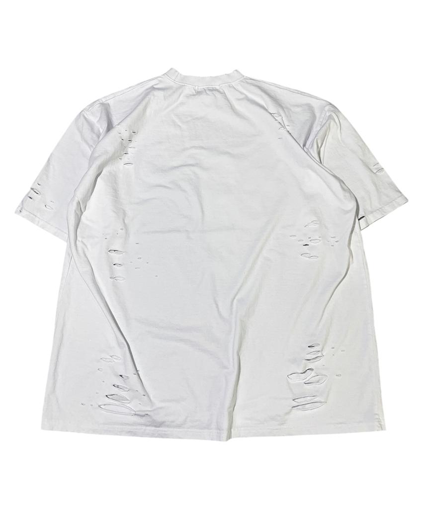 SK8ER ROCK Rock Cross Destroyed T-Shirt ((White))
