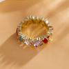 Charm Fashion Colorful Rainbow Crystal Geometric Mixed Shape Gemstone Eternity Rings for Women Party Daily Wear Jewelry Gifts