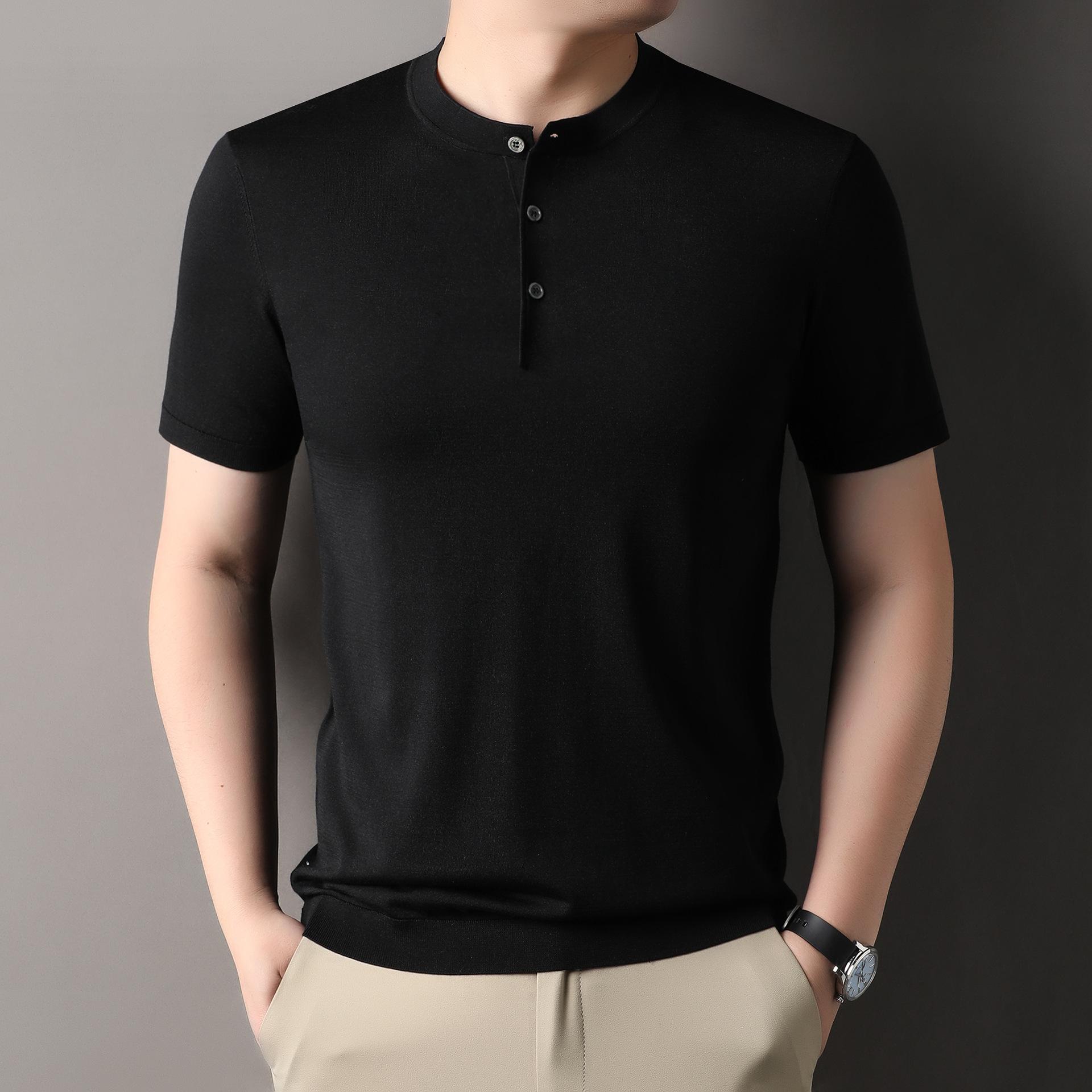 

Summer Men s T-shirt Short-sleeved High-end Casual Versatile Bottoming Shirt Men s Clothes 3XL чёрный