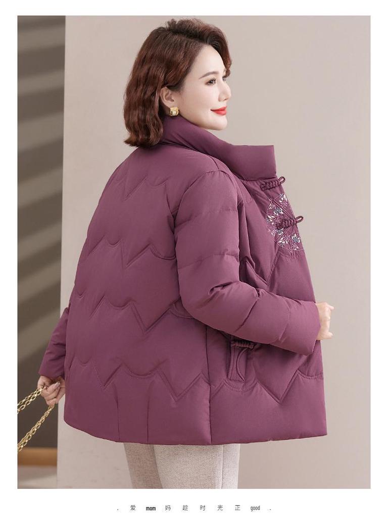 Brand Mom 2025 Women's Short Winter Coat: Thick Warm Duck Down, Loose Fit, Chinese Style