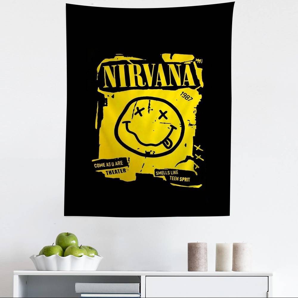 NNirvana Rock Band Tapestry Multi Size Wall Art Room Home Decor for Living Room Bedroom Dorm Hot Sale High Quality Fabric
