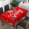1pc Tablecover, Beautiful Red Snowflake Christmas Tree with "Merry Christmas" Slogan Tablecloth, Machine Washable and Easy To Clean, for Dining Tables