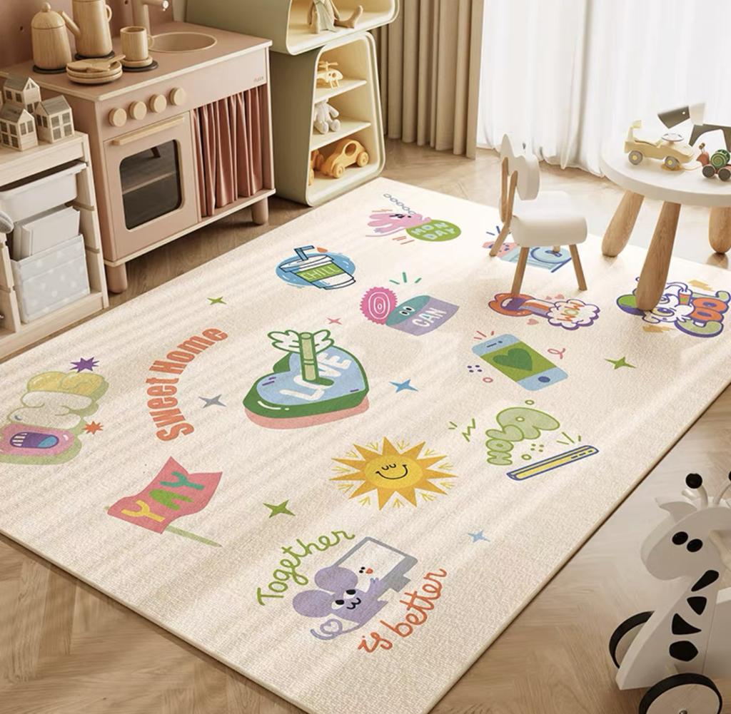 Cartoon Children's Carpet Study Toy Reading Area Crawling Mat Bedroom Play Non-Slip Crystal Velvet Large Size Carpet