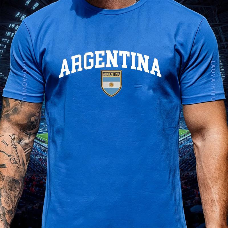 Maglietta Unisex Campione Argentina Sostenitore Grafica Stemma Nazionale Retrò Cotone Unisex Unisex Streetwear Maglietta Sportiva