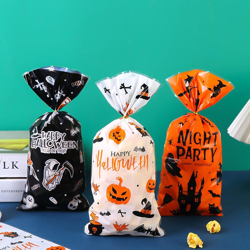 50PCS Pack Halloween Candy Bag Assorted Styles Pumpkin Ghost Bat Halloween Party Supplies Trick or Treat Gift Goodie Bag