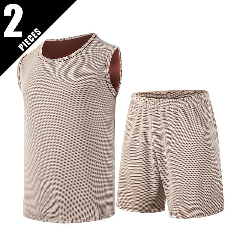 Men's Set Sleeveless Top, Quick Drying, Breathable Sports Fitness Comfortable Home Wear Can Be Worn Outside Fashionable Set