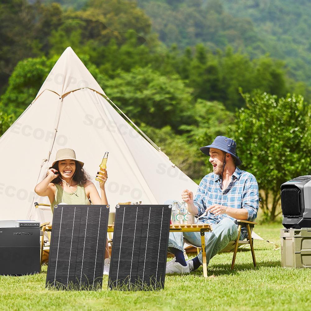 SOECOPO 1600W Portable Solar Panel Kit 18V Flexible solar Panels*2 for Camping Includes Free 100A Controller 2-meter cable