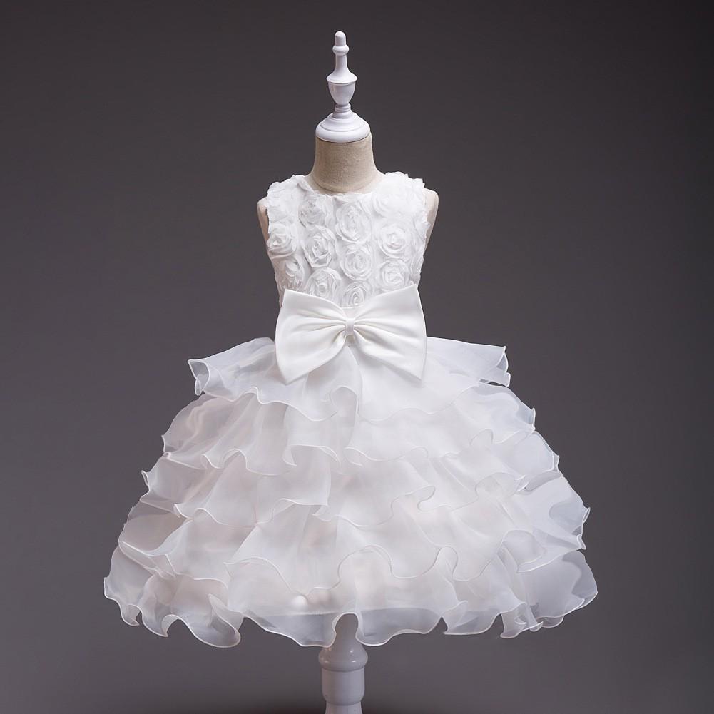 Popular European and American Flower Girl Tulle Cake Dress - Girls' Princess and First Birthday Dress