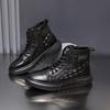 Fashion Golden Sapling Cowhide Snow Boots Men 2025 Fashion Leisure Flats Platform Man Short Booties Outdoor Casual Genuine Leather Shoes