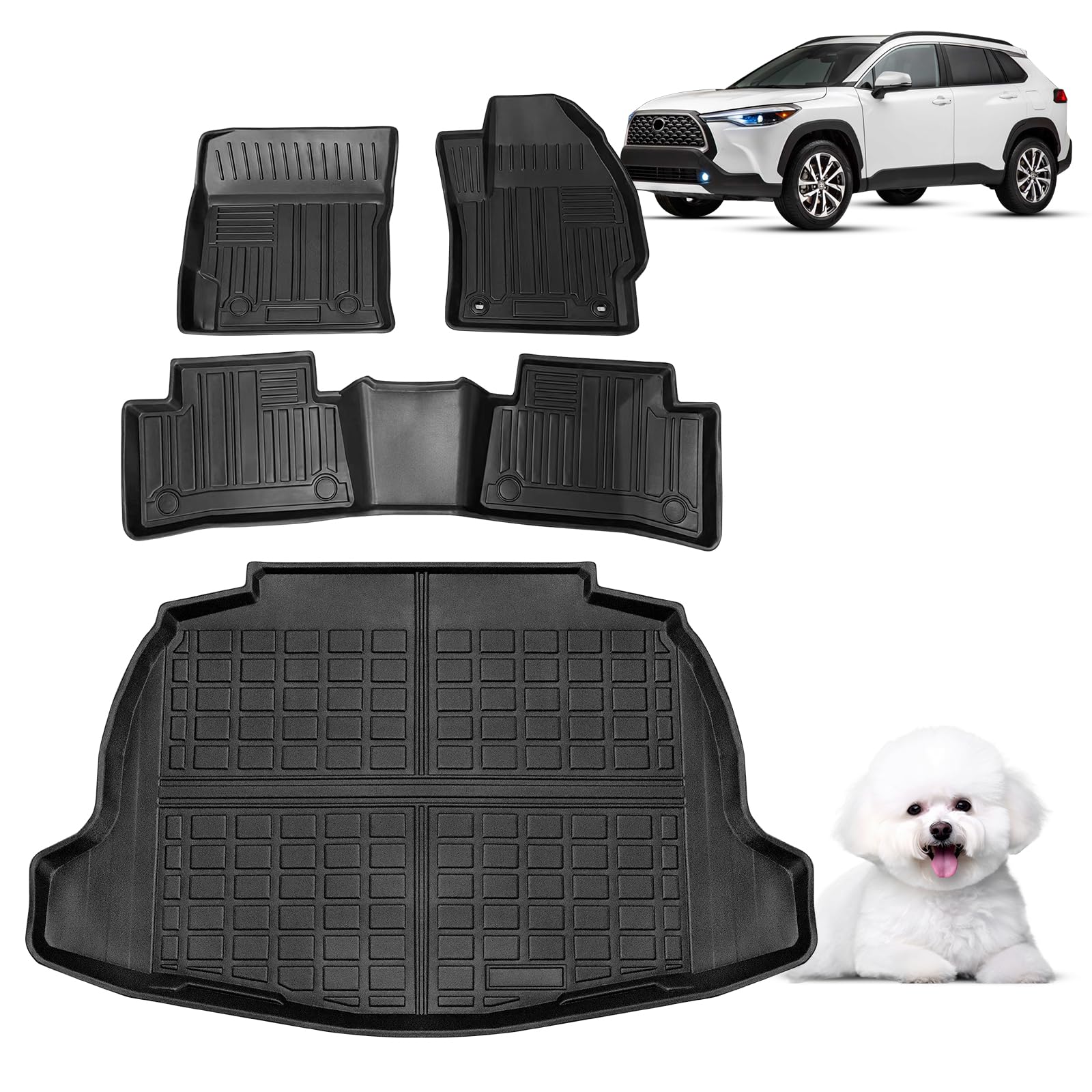 Antsvnn Mat Trunk Compatible with Toyota Corolla Cross 10 Series 2WD COROLLA CROSS Floor Mat Trunk Mat TPE Material Waterproof Stain Resistant чёрный