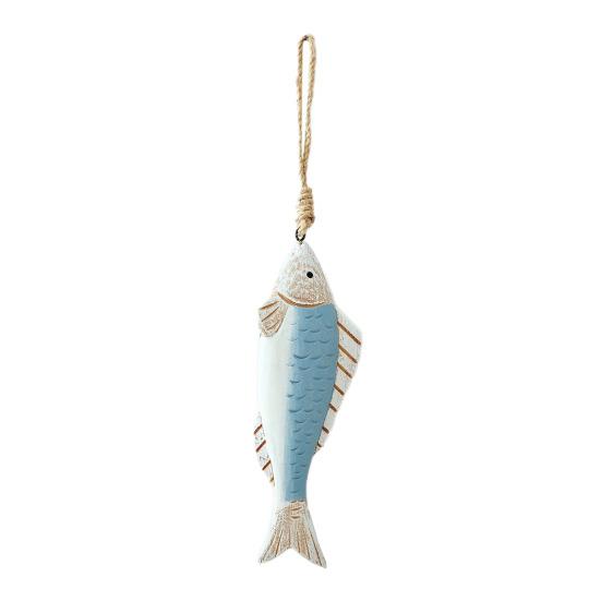 Mediterranean Vintage Wooden Fish Decoration Farmhouse Rustic Nautical Home Restaurant Wall Art Fish String Hanging Ornament Pendant