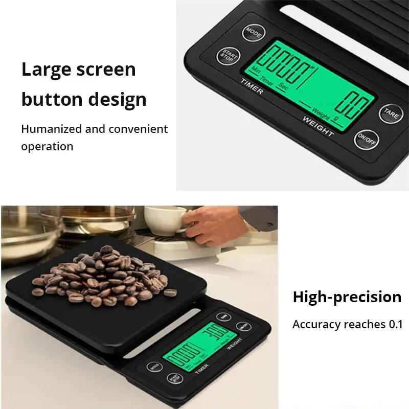 Household Electronic Precision LCD Digital Coffee Scale with Timer Kitchen Scale 5kg/0.1g Bar Scale Food Scale Baking Scale