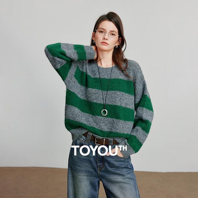 

Chuyu Women s 2025 Autumn Retro Striped Knit Sweater M