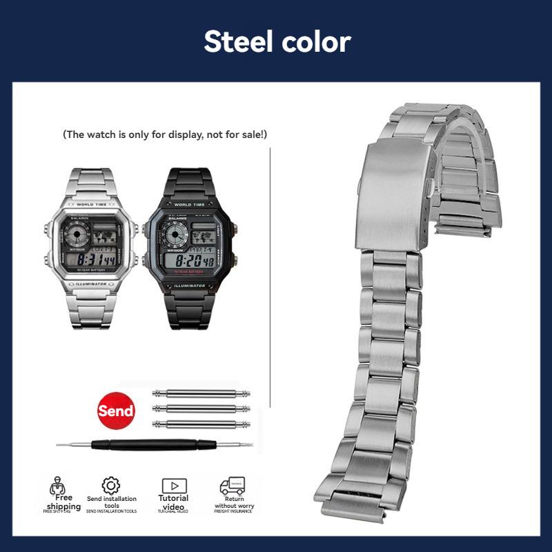 

AE1200 Корпус часов из нержавеющей стали для Casio 3299 AE-1200WH Модифицированный металлический корпус с водонепроницаемым кольцом Черный Серебристый