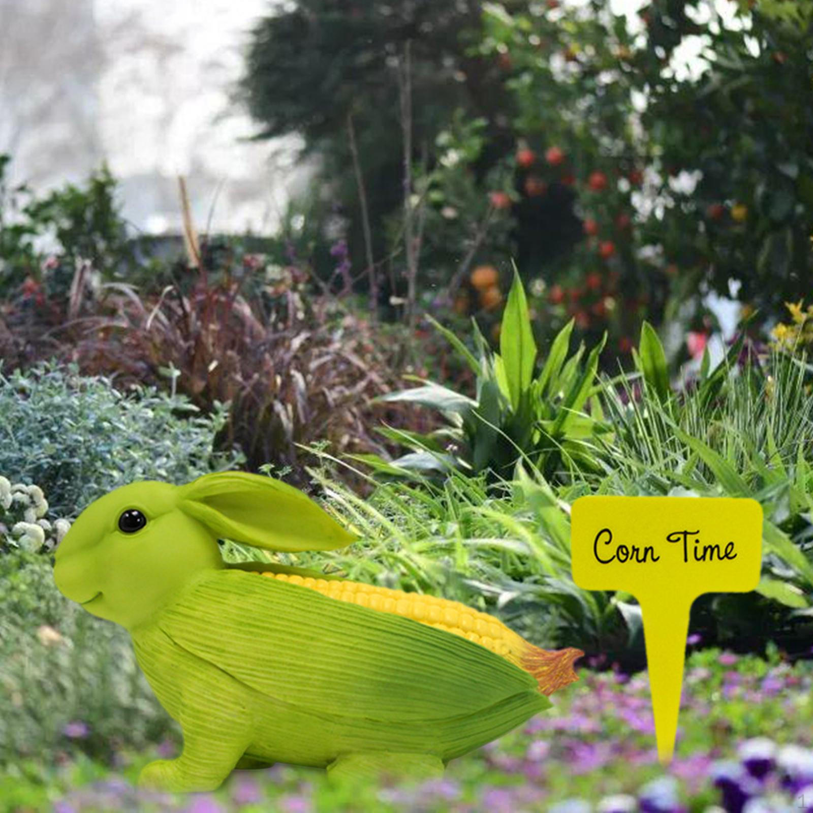 Corn Figurine Desktop Ornament Resin Animal Sculpture Garden Bunny Statue for Cabinet Balcony Patio