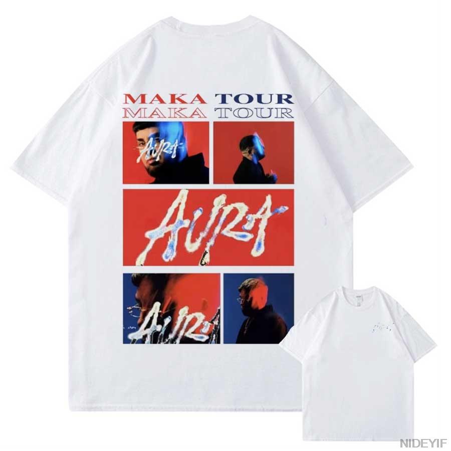 

Rapper Maka 2025 Aura Tour Merch T shirt for Unisex Women Hiphop Streetwear Oversized Tops 100 Cotton TShirt MK4 S