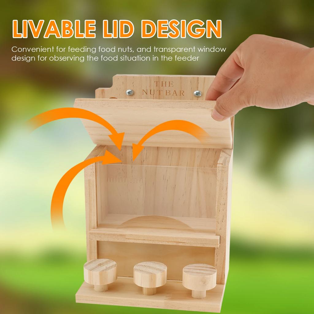 Wooden Squirrel Feeder Large Squirrel Feeders for Outside Squirrel House Sturdy Squirrel Feeder Enduring Squirrel Feeders Decor