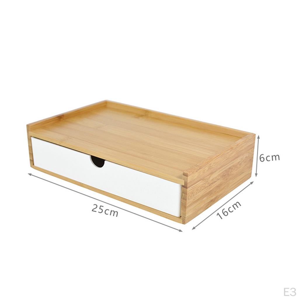 Bamboo Desktop Storage Drawer Organization Scissors Box for Hotel Guest Room Study Pencils