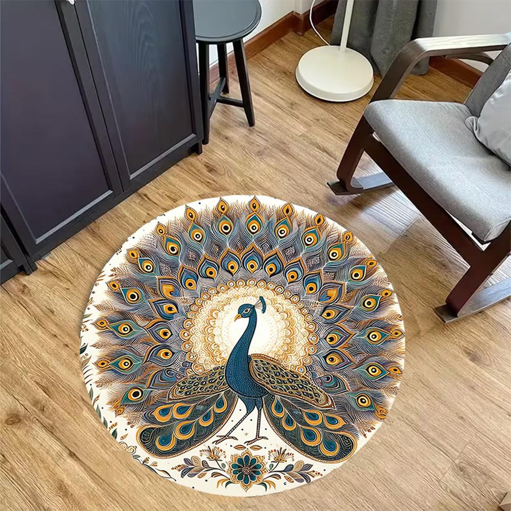 1pc Home Carpet Peacock Design Non-slip Rug for Office Decor and Living Room Gift Ideas