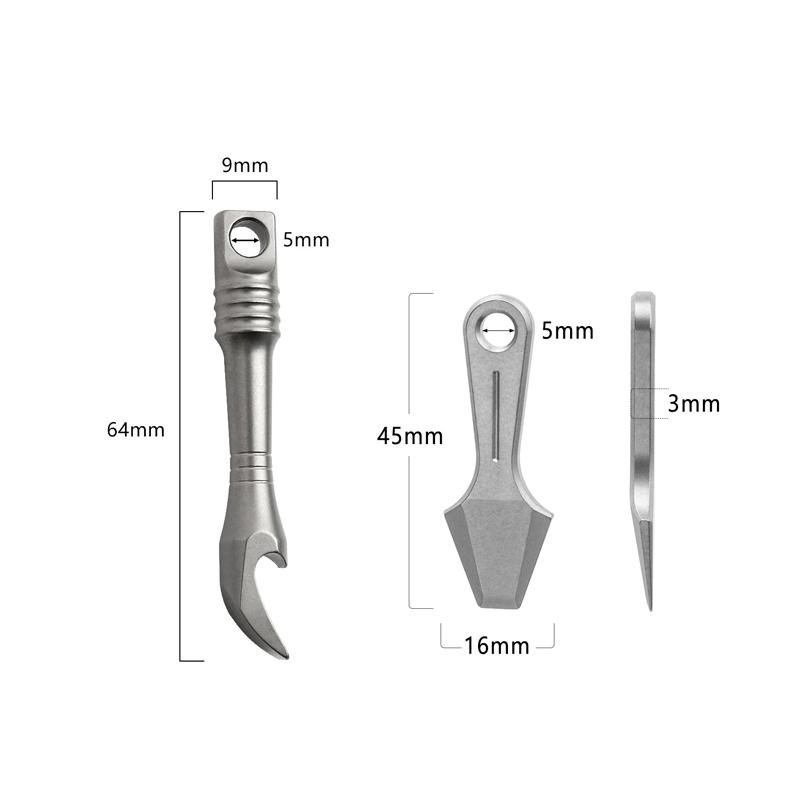 Alavanca de Liga de Titânio Abridor de Garrafa Mini Chaveiro EDC Multifuncional Ferramenta de Abertura para Entrega Expressa Barra de Alavanca Pingente de Colar