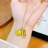 Wei Xue Sand Gold Yellow Wealth God Vajra Pendant Layered Gold Fashion Clavicle Chain Necklace.