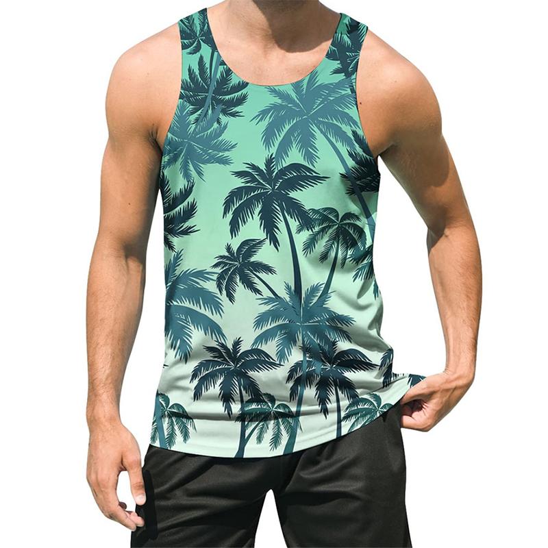 

Coconut Tree Flamingo 3D Print Hawaiian Beach Tank Tops Men s Casual Fashion Vest Oversized Sleeveless Tank Top Gym Man Clothing 5XL