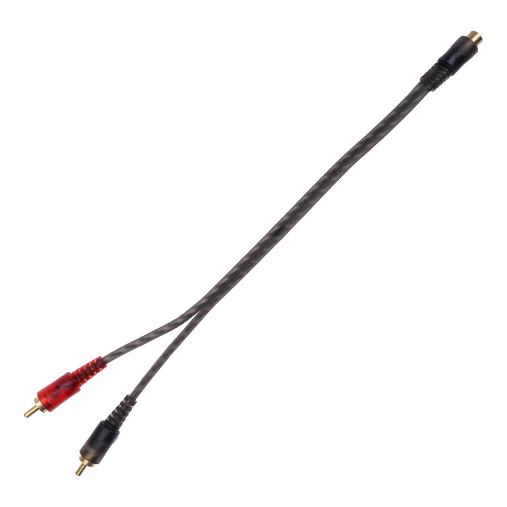 1-3PCS 27cm 1 RCA Female To 2 RCA Male Splitter Cable One Point Two Car Amplifier Audio Cord Pure Copper for Subwoofer SpeakerGood Product