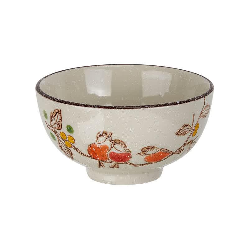ZISIZ Retro Ceramic Rice Bowl Set
