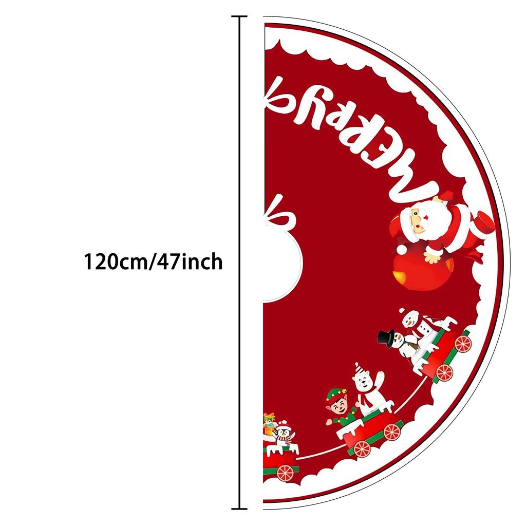 1Pcs Santa Claus Christmas Tree Skirt Festive Holiday Decorations with Warming Stars Durable Polyester Fabric for Indoor Outdoor Xmas Tree Home